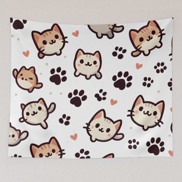 Item preview, Cute Cat Paws Seamless Pattern designed and sold by asbno19.