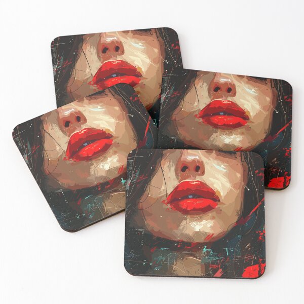 Item preview,  painting of a woman with a red lipstick  designed and sold by Teemajestic.
