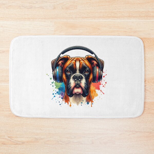 Item preview, Boxer with Headphones designed and sold by MyCozyCorner24.
