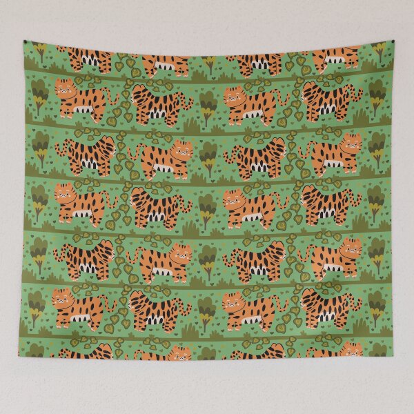 Item preview, Cute Tiger and Plant Pattern designed and sold by Catphonesoup.
