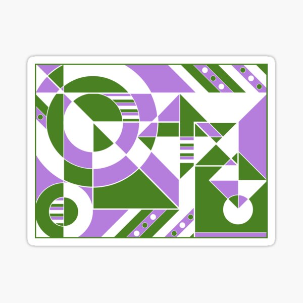 Vista previa del artículo con la obra «Orgullo Genderqueer Abstracto Geométrico Púrpura Verde», diseñado y vendido por JoyfulJen.