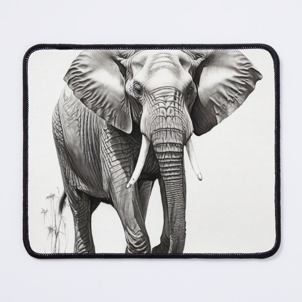 Item preview, Black and White Elephant family pencil drawing designed and sold by Pencil-Art.
