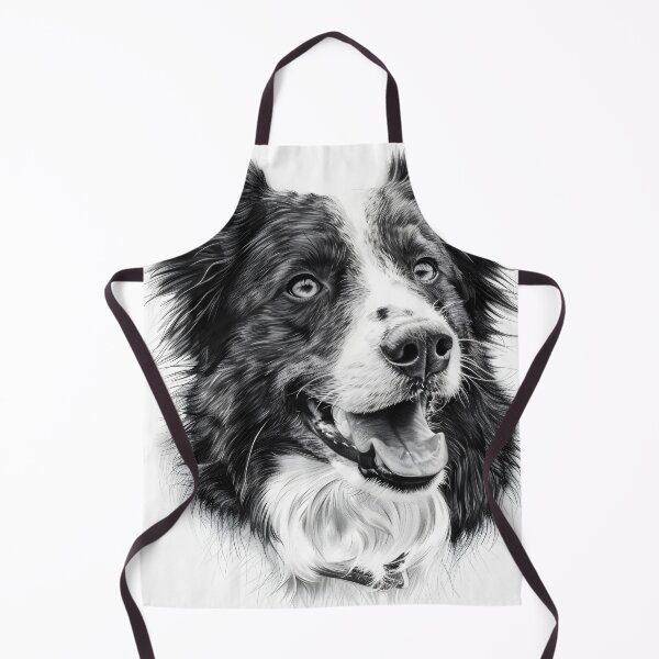 Item preview, Black and white australian shepherd pencil drawing designed and sold by Pencil-Art.