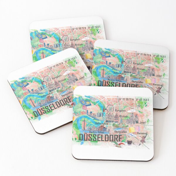 Item preview, Dusseldorf Germany NRW Illustrated Map with Roads and Tourist Highlights designed and sold by artshop77.