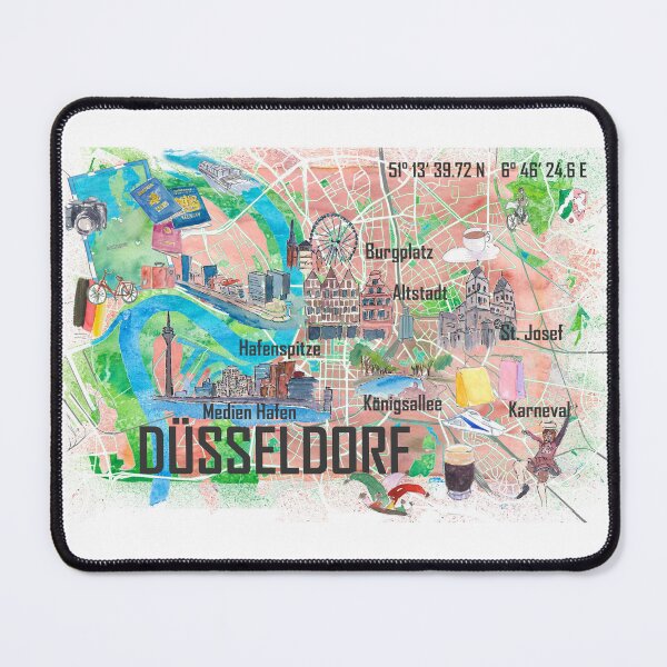 Item preview, Dusseldorf Germany NRW Illustrated Map with Roads and Tourist Highlights designed and sold by artshop77.