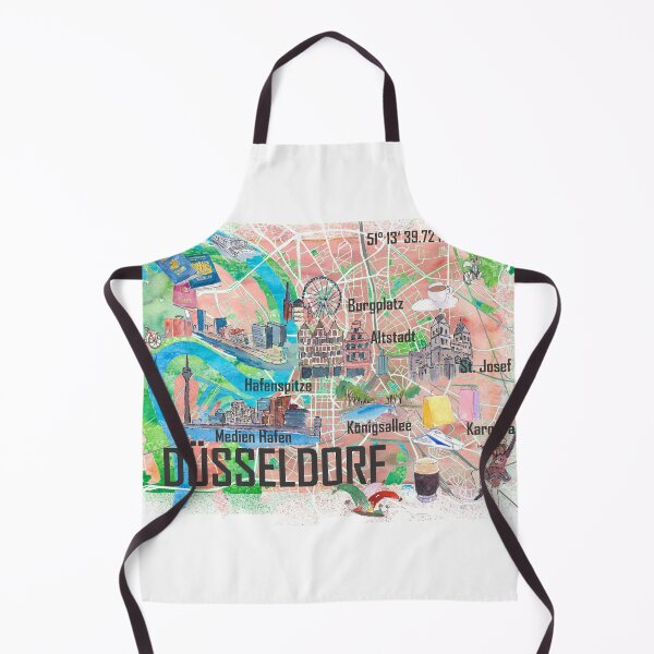 Item preview, Dusseldorf Germany NRW Illustrated Map with Roads and Tourist Highlights designed and sold by artshop77.