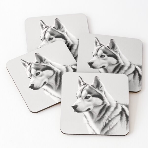 Item preview, Black and white husky pencil drawing designed and sold by Pencil-Art.