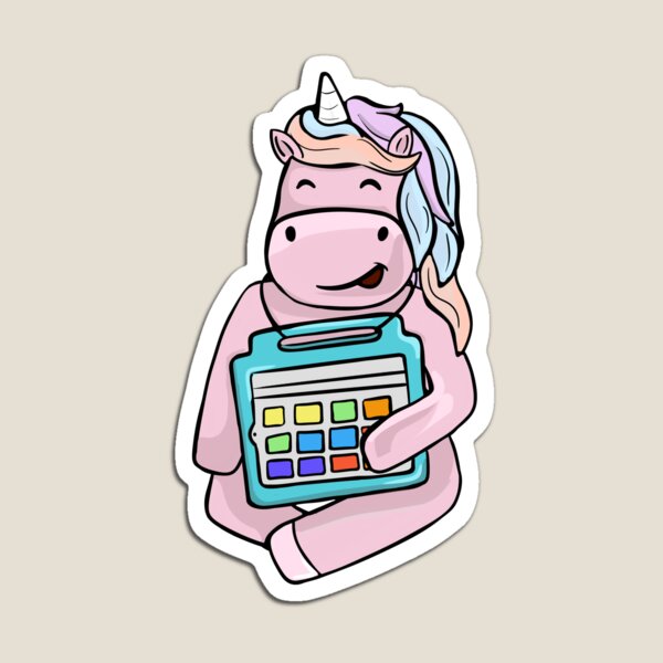 Item preview, Pink Unicorn with Blue AAC IPad designed and sold by InclusiveDinos.