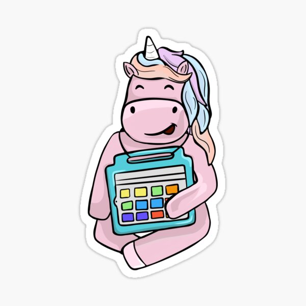 Item preview, Pink Unicorn with Blue AAC IPad designed and sold by InclusiveDinos.