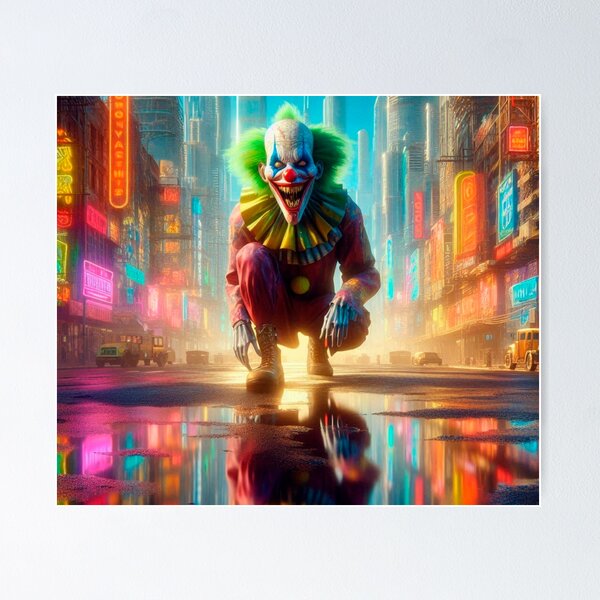 Item preview, Sinister clown in a dystopian post-apocalyptic city designed and sold by TUnivers.