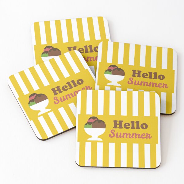 Aperçu de l'œuvre Hello summer cup avec boules de glaces sur fond jaune créée et vendue par Jamildesign.
