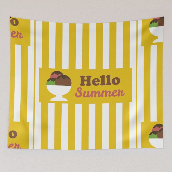 Item preview, Hello summer cup with scoops of ice cream on yellow background  designed and sold by Jamildesign.