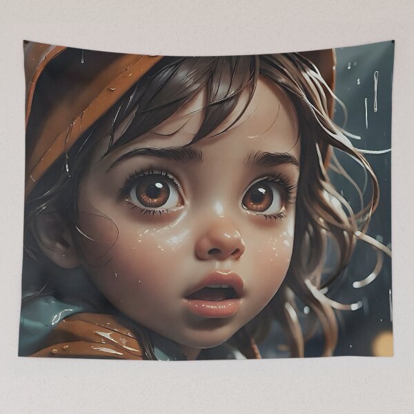 Item preview, Captivating AI Art: Emotional Portrait of a Young Girl in the Rain Mae 01 designed and sold by LoopLooArt.