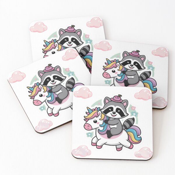 Item preview, Happy Raccoon And Unicorn designed and sold by NicolasGlowArt.