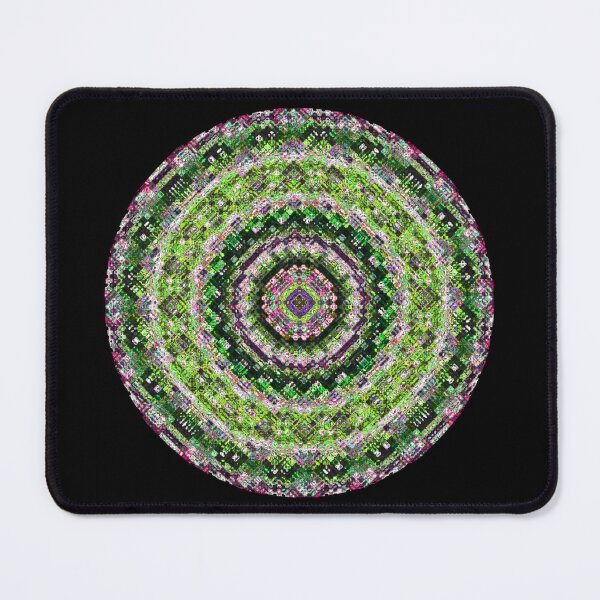 Item preview, Digital Distortion Mandala Lime Pink and Black Background designed and sold by kattakitty.