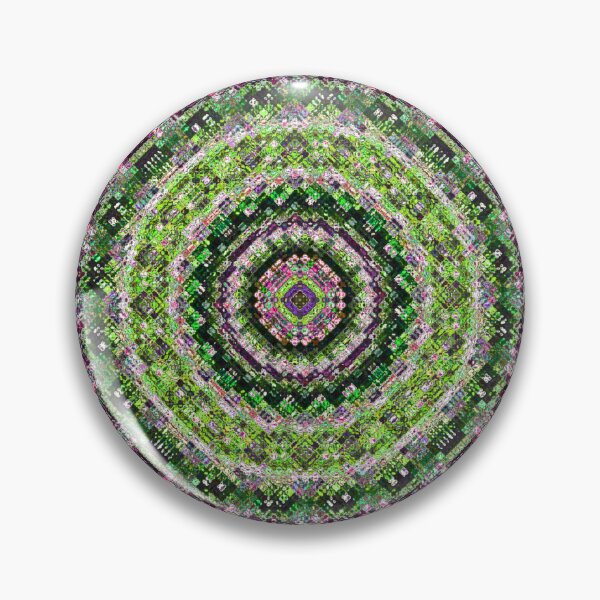 Item preview, Digital Distortion Mandala Lime Pink and Black Background designed and sold by kattakitty.