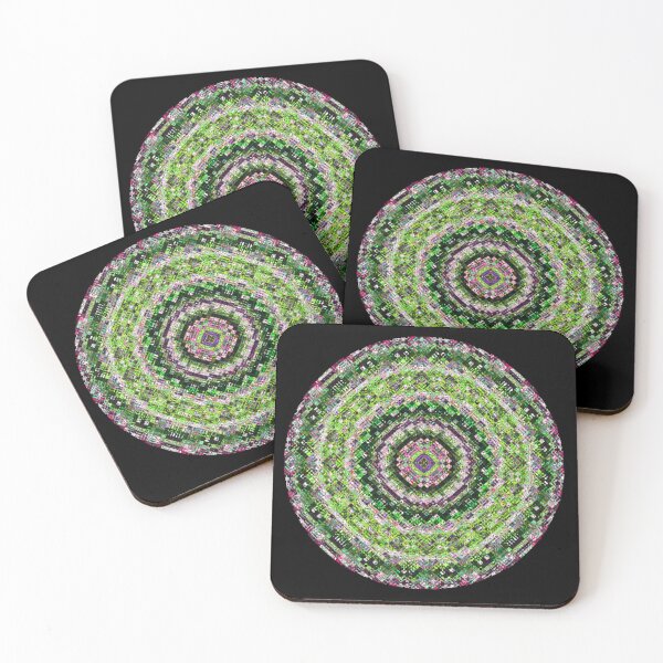 Item preview, Digital Distortion Mandala Lime Pink and Black Background designed and sold by kattakitty.