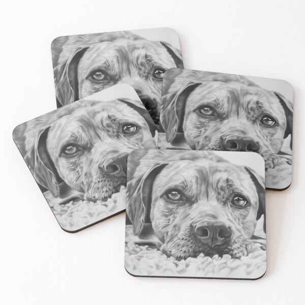 Item preview, Black and white dog pencil drawing designed and sold by Pencil-Art.