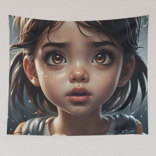 Item preview, Captivating AI Art: Emotional Portrait of a Young Girl in the Rain Mae 04 designed and sold by LoopLooArt.