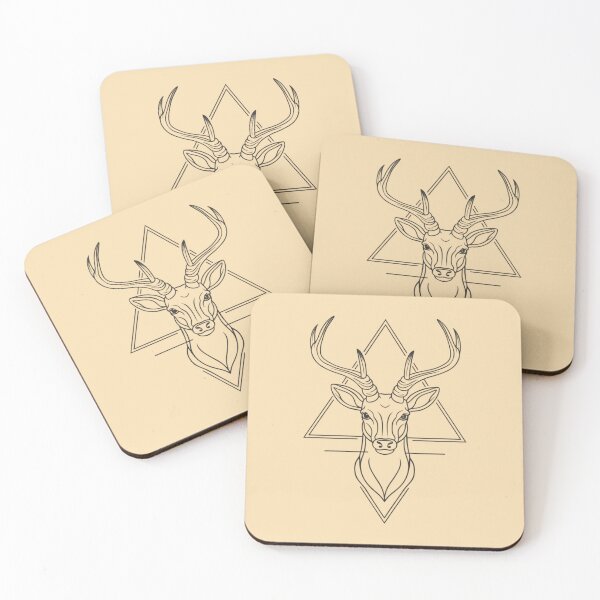 Item preview, A deer head with an elegant horns in a minimalist style designed and sold by 123ks.