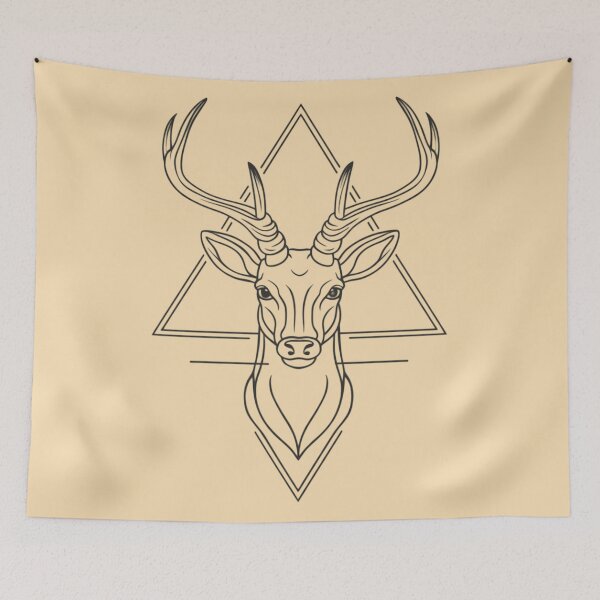 Item preview, A deer head with an elegant horns in a minimalist style designed and sold by 123ks.