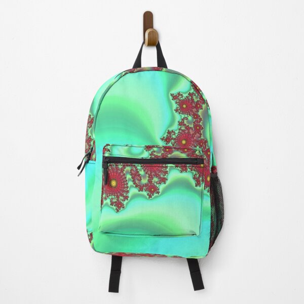 Item preview, Mandelbrot 17 - Red, flower-like shape spiraling into whirlpool of teal and green designed and sold by Draeger0.