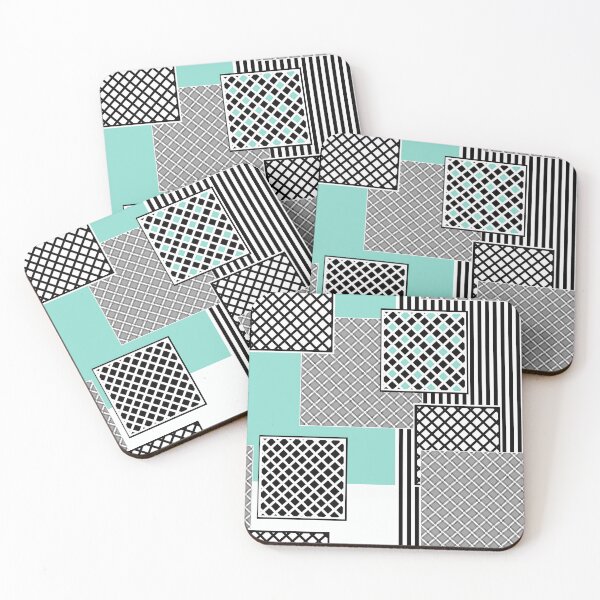 Item preview, Geometric pattern in azur, white, black and grey colors squares designed and sold by fuzzyfox.