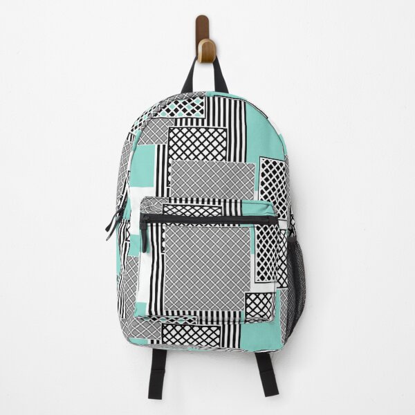 Item preview, Geometric pattern in azur, white, black and grey colors squares designed and sold by fuzzyfox.