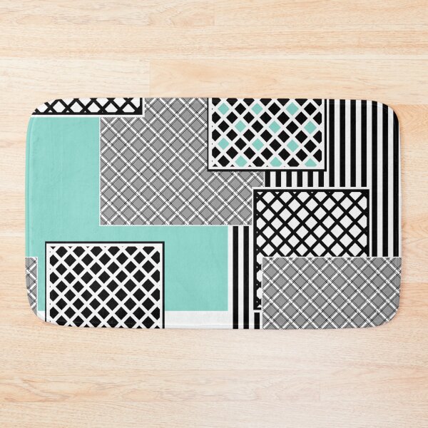 Item preview, Geometric pattern in azur, white, black and grey colors squares designed and sold by fuzzyfox.