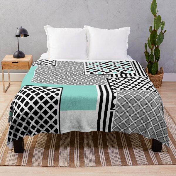 Item preview, Geometric pattern in azur, white, black and grey colors squares designed and sold by fuzzyfox.