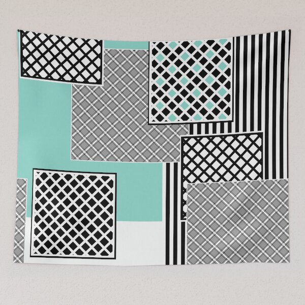 Item preview, Geometric pattern in azur, white, black and grey colors squares designed and sold by fuzzyfox.
