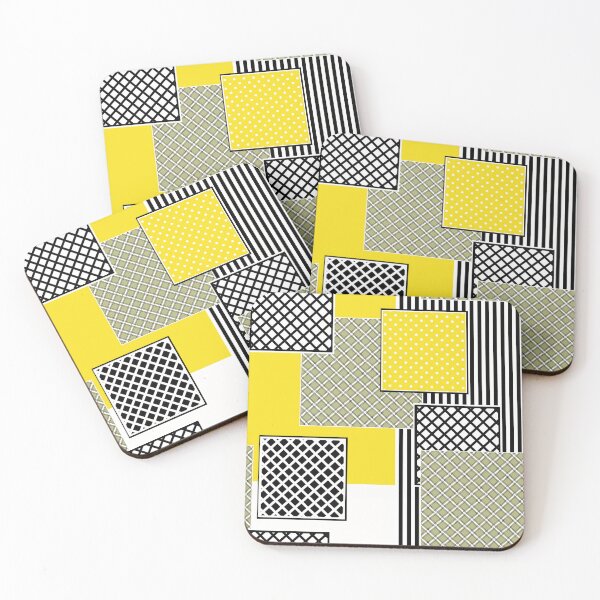Item preview, Geometric pattern in yellow, black and white squares designed and sold by fuzzyfox.