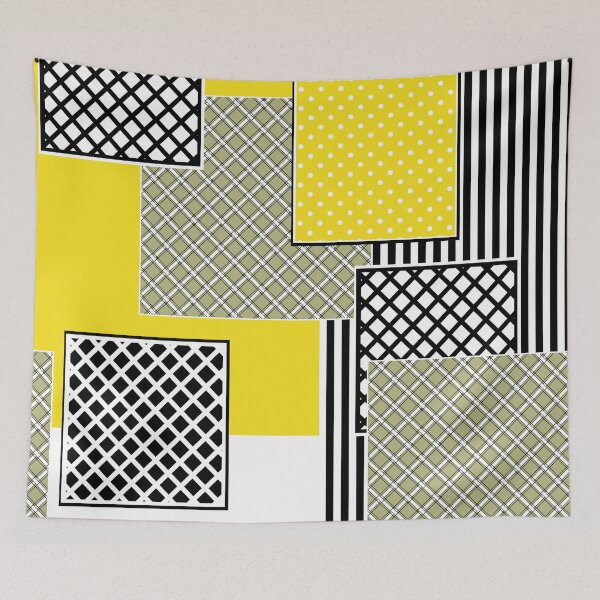 Item preview, Geometric pattern in yellow, black and white squares designed and sold by fuzzyfox.