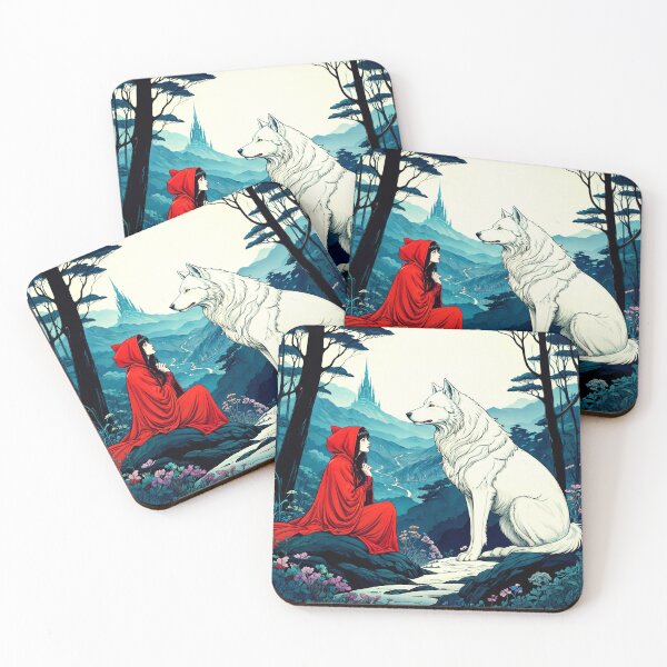 Item preview, The girl in red in front of her majestic white wolf  designed and sold by PixelCraftDSG.