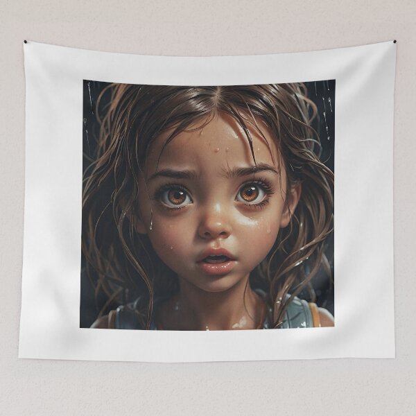 Item preview, Captivating AI Art: Emotional Portrait of a Young Girl in the Rain Mae 01 designed and sold by LoopLooArt.