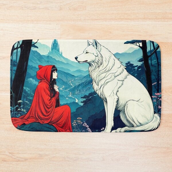 Item preview, The girl in red in front of her majestic white wolf  designed and sold by PixelCraftDSG.