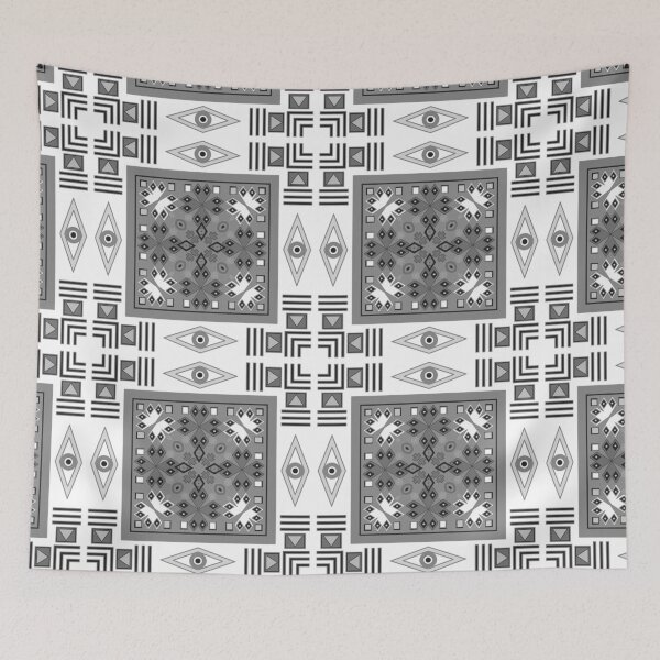 Item preview, Ethnic indian geometric pattern in dark-cold colors designed and sold by fuzzyfox.