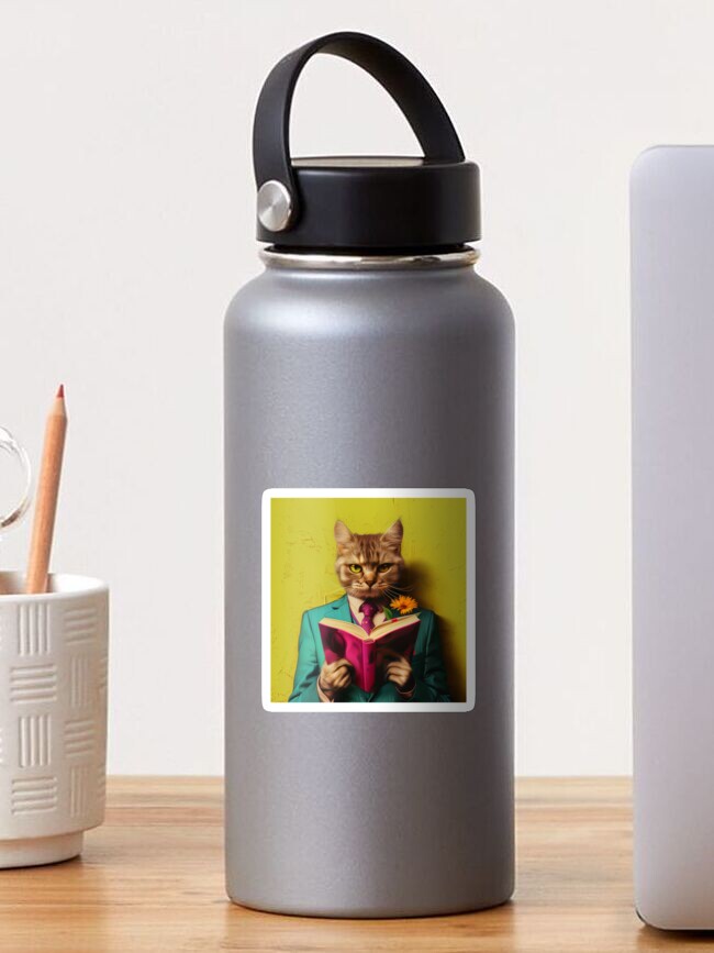 Thumbnail 1 of 3, Sticker, A clever romantic cat designed and sold by PixcelStudioB.
