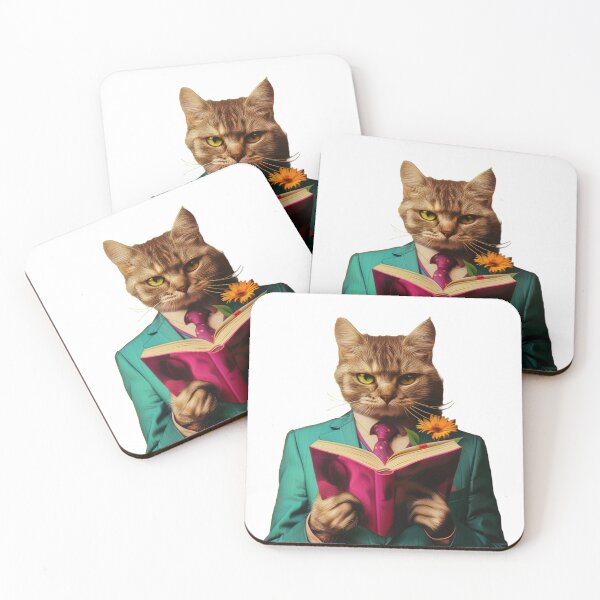 Item preview, Cat reading a book designed and sold by PixcelStudioB.