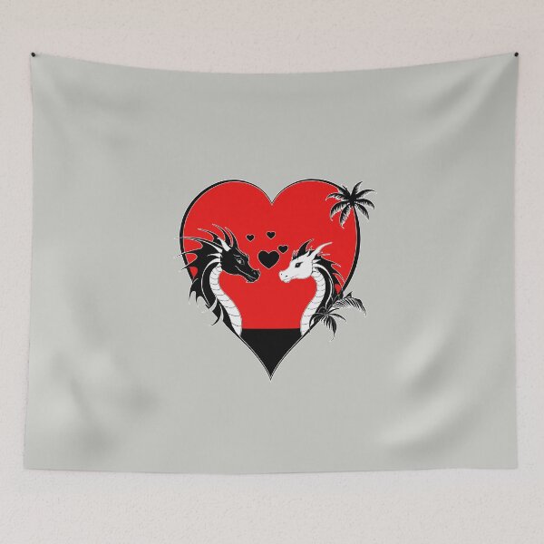 Item preview, Black and White Dragons in Love in a Red Heart designed and sold by Beachy.