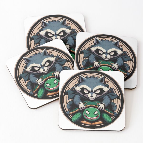 Item preview, Mischievous Raccoon Riding Turtle | Colorful Circular Illustration | Fun and Quirky Art | Unique Animal Design designed and sold by GALUMARKET.