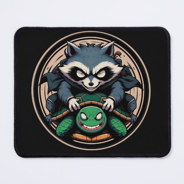 Item preview, Mischievous Raccoon Riding Turtle | Colorful Circular Illustration | Fun and Quirky Art | Unique Animal Design designed and sold by GALUMARKET.