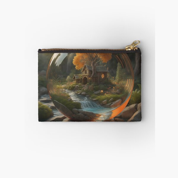 Item preview, Enchanted Wilderness Orb: Rustic House Autumn Tree & Turquoise Stream designed and sold by EnchantedVista.