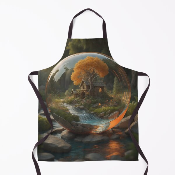 Item preview, Enchanted Wilderness Orb: Rustic House Autumn Tree & Turquoise Stream designed and sold by EnchantedVista.