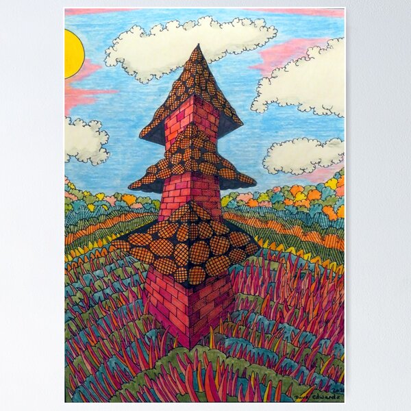 Item preview, 841 - PAGODA DESIGN - DAVE EDWARDS - COLOURED PENCILS - 2024 designed and sold by BLYTHART.