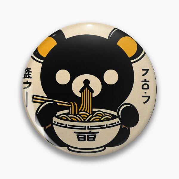 Item preview, Adorable Mysterious Black Bear Eating Ramen | Japanese Culture Details | Colorful Circular Illustration designed and sold by GALUMARKET.