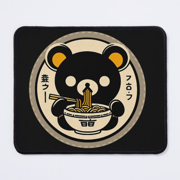 Item preview, Adorable Mysterious Black Bear Eating Ramen | Japanese Culture Details | Colorful Circular Illustration designed and sold by GALUMARKET.
