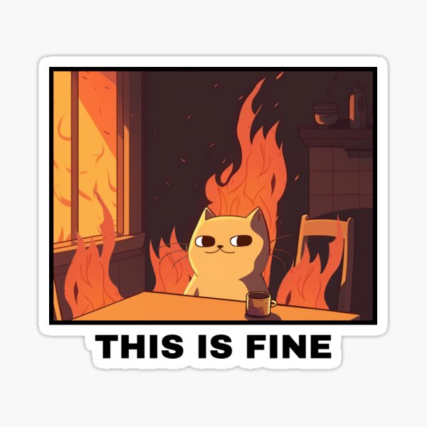 Item preview, This Is Fine, Funny Vintage Cat Design designed and sold by ISellStuff72.