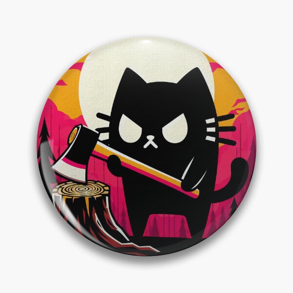 Item preview, Mysterious Black Cat with Axe Illustration | Intriguing Scene | Colorful Circular Design designed and sold by GALUMARKET.