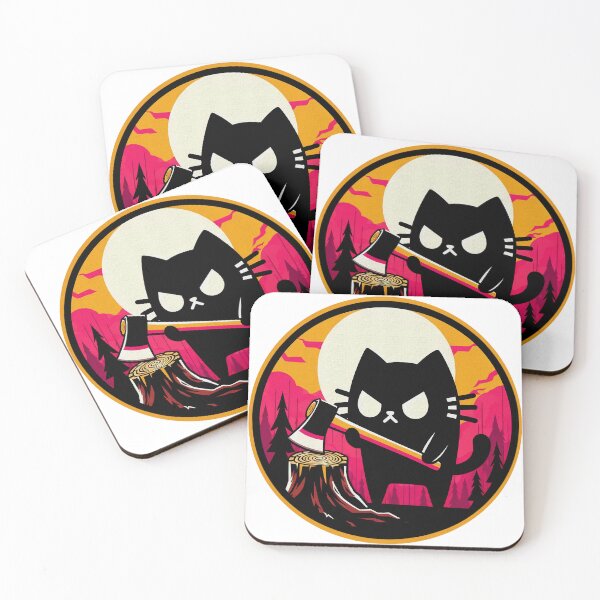 Item preview, Mysterious Black Cat with Axe Illustration | Intriguing Scene | Colorful Circular Design designed and sold by GALUMARKET.